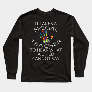 Autism Inspirational Quote Puzzle Support Hands Autistic Awareness Gifts Long Sleeve T-Shirt